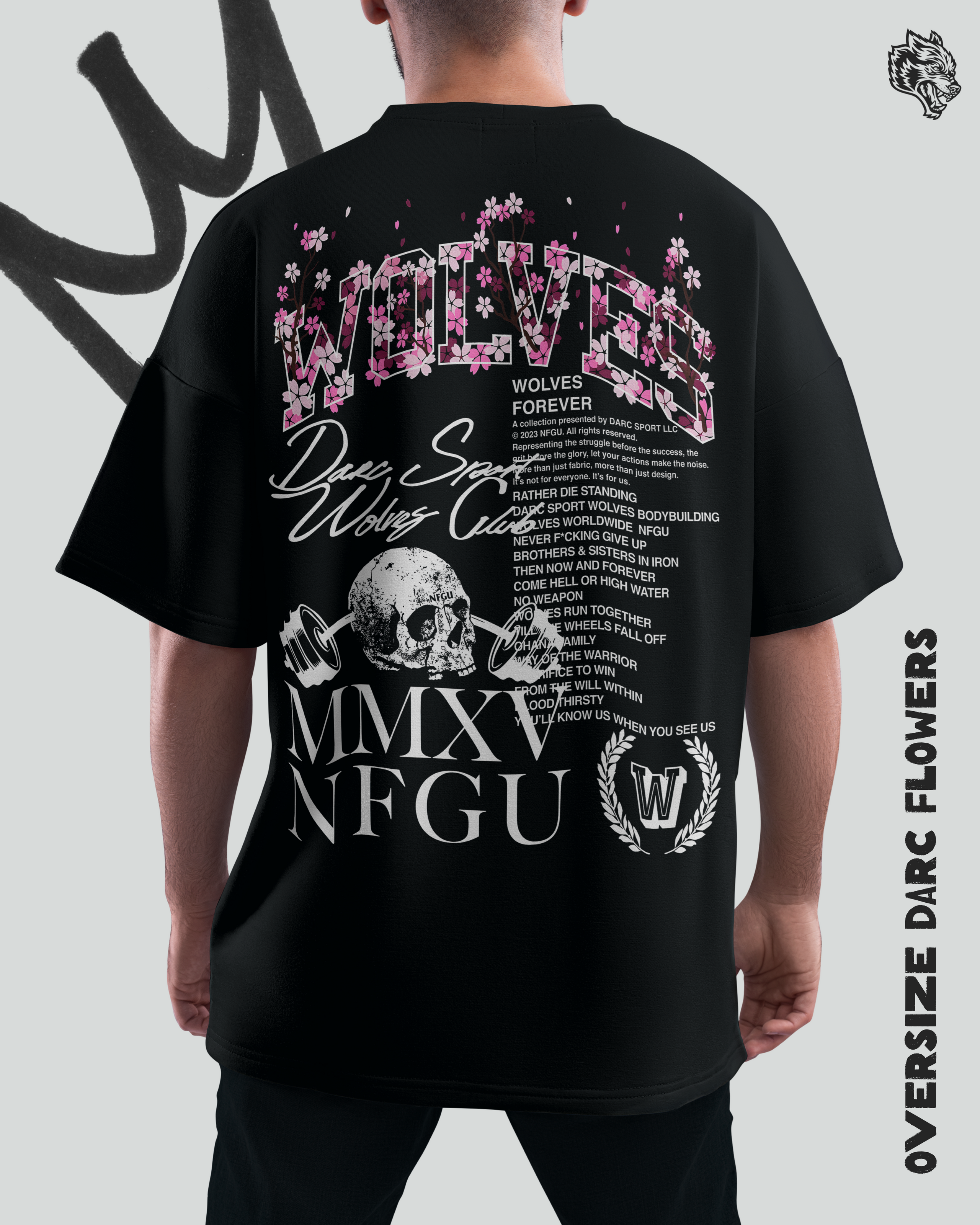 Oversize Wolves Flowers- Darc Sport
