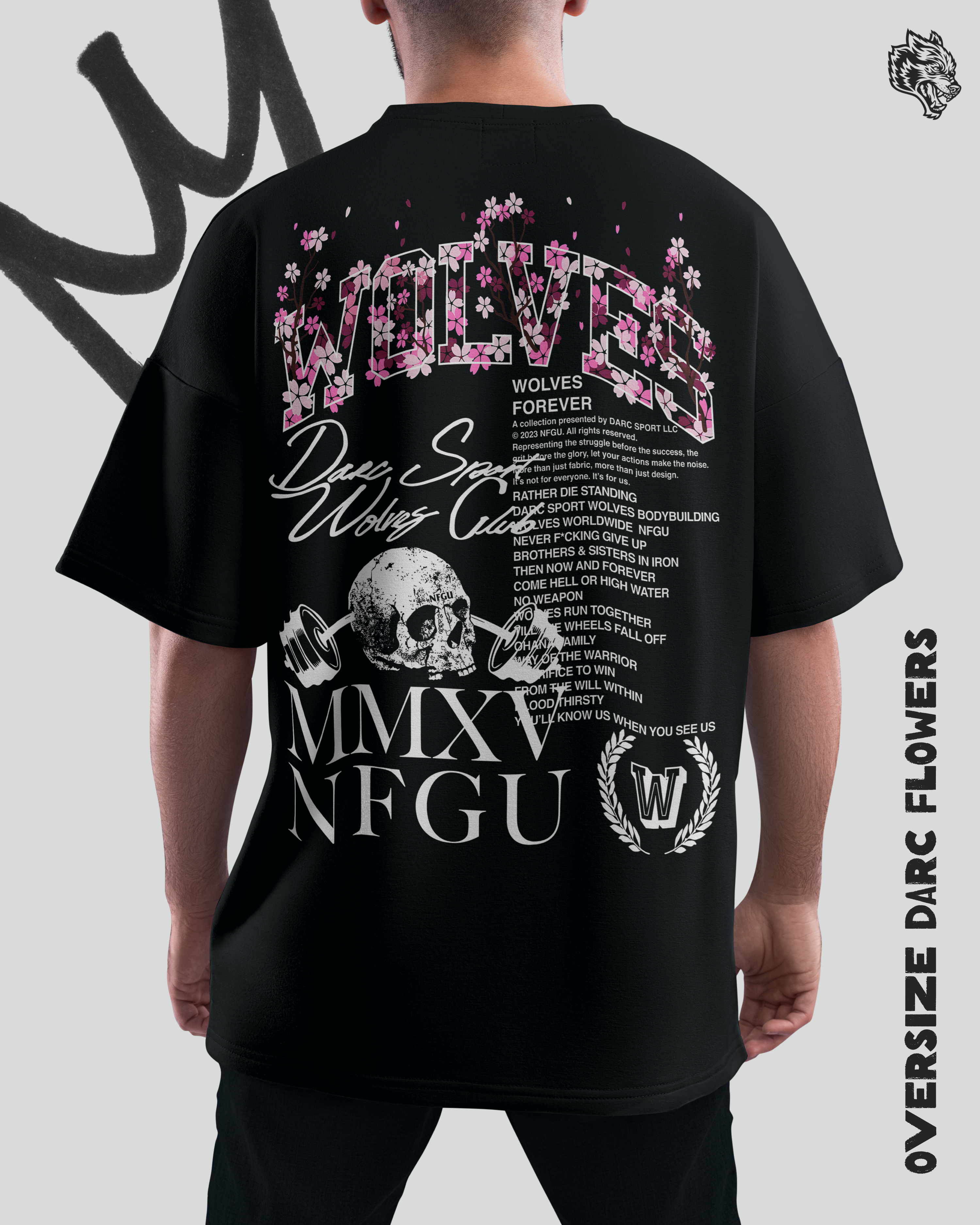 Oversize Wolves Flowers- Darc Sport