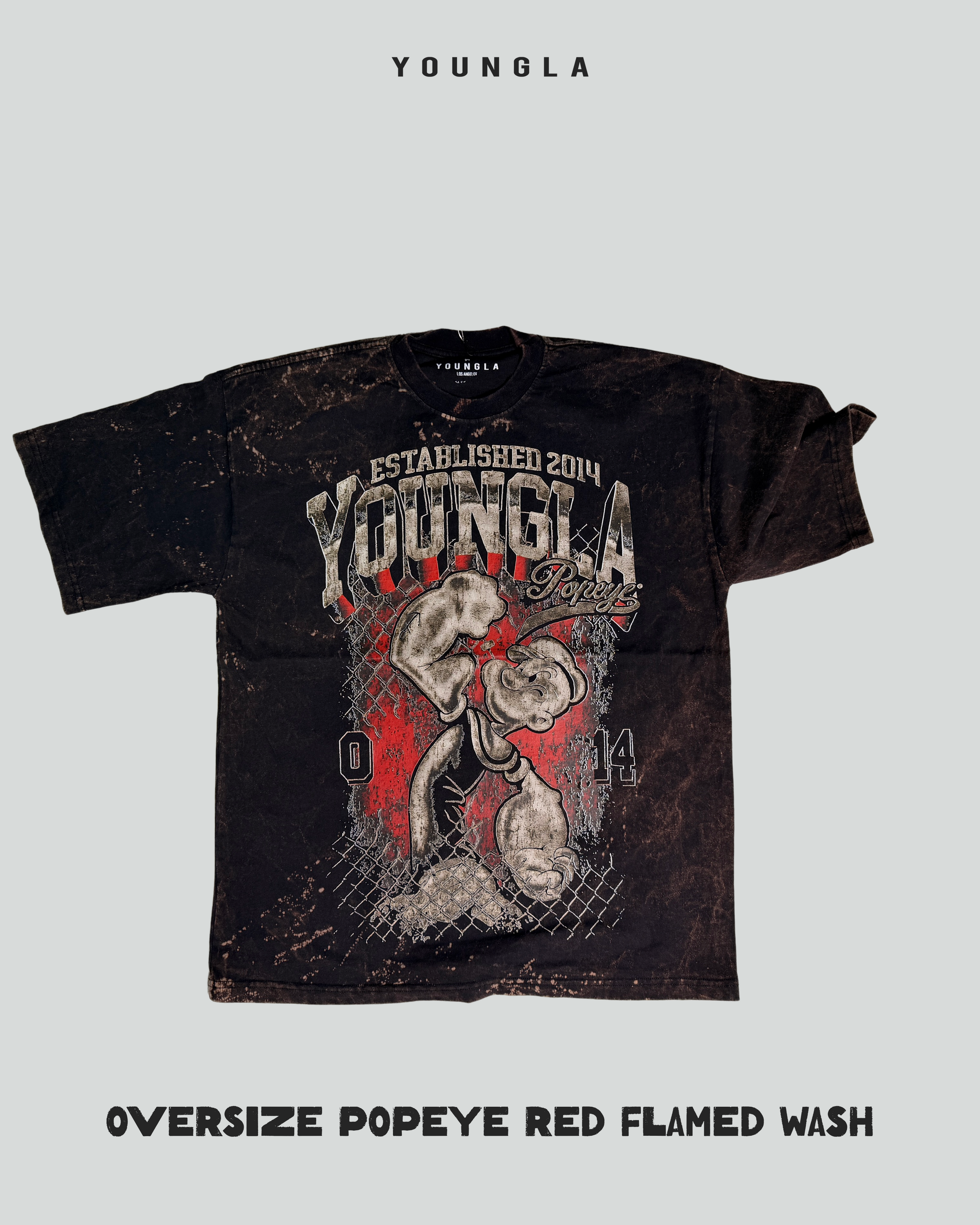 Oversize Red Popeye Flamed Wash- Youngla