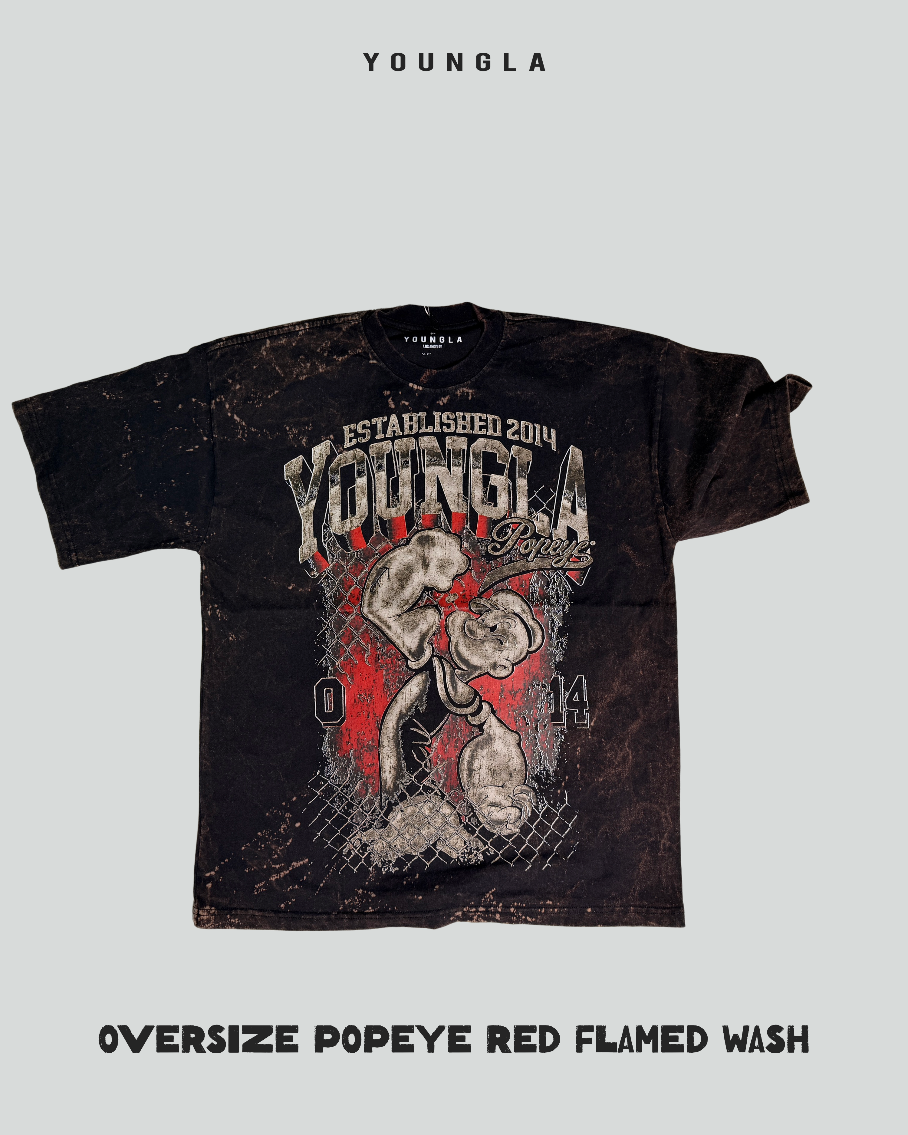 Oversize Red Popeye Flamed Wash- Youngla